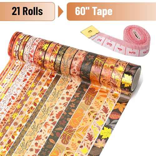 Mr. Pen- Washi Tape Set, 21 Rolls, Autumn Leaves, Decorative Tape, Washi Tapes, Scrapbook Tape, Scrapbook Washi Tape for Journaling, Craft Tape