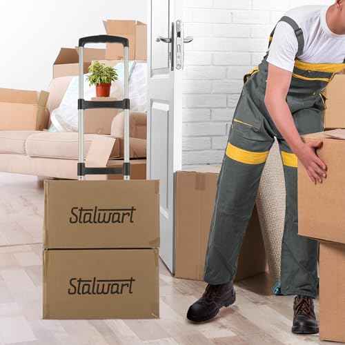Folding Hand Truck - Dolly Cart with 154lb Capacity - Lightweight and Compact Aluminum Folding Cart with Telescoping Handle for Moving by Stalwart