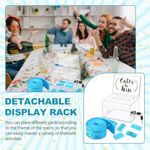 Havawish Blue Raffle Ticket Box with 500 Tickets & Lockable Acrylic Design