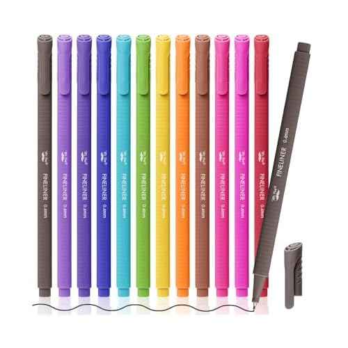 Mr. Pen- Fineliner Pens Colored, 12 Pack, Ergonomic Triangular Colorful Barrels, 0.4mm Fine Liner Pens