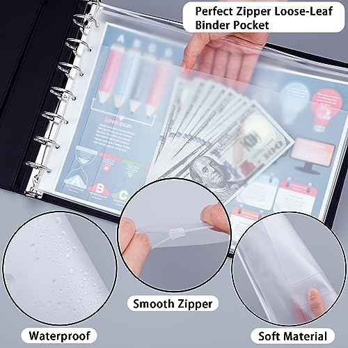 Antner 7 Ring Business Checkbook Binder for Business Checks, 600 Checks Capacity, PU Leather Check Book Binder Cover with Zipper Pouch, Executive Organizer Portfolio Holder for 9x13 Inch Sheets, Black
