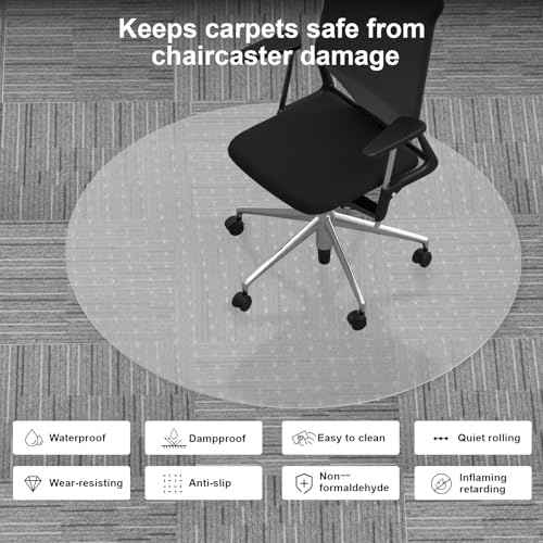 Heavy Duty Office Chair Mat for Carpet 36"x36",2.2mm PVC Material Chair Mat for Carpeted Floor Slip Resistant Carpet Protector for Home Office Easy Glide Desk Floor Mat for Office Chair on Carpets