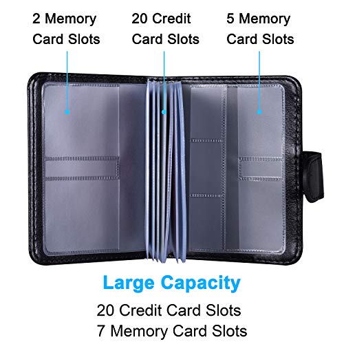 Wisdompro RFID Blocking Credit Card Holder Vertical Black Wallet with 20 Slots