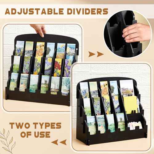 Bookmark Display for 2.2'' Bookmark, Portable Sticker Holder, Adjustable Stand, Curved Pockets Greeting Card Display for Business Vendor, Retail Store Shop(18 Pockets,Black)