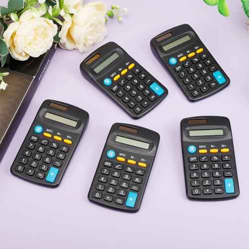 24 Pieces Pocket Size Mini Calculators,Pocket Calculator,Solar Battery Dual Power Desktop Calculators,8 Digit Display Basic Calculator for Students Kids Home Office(Black)