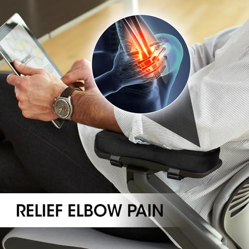 ZNCMRR 2 Pack Office Chair Armrest Pads Covers with Memory Foam (Black)