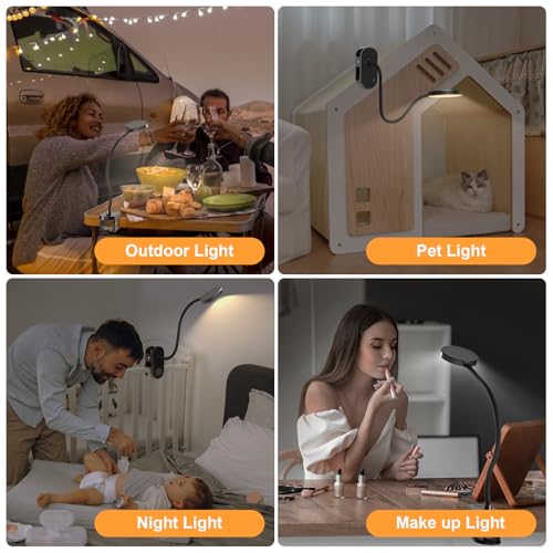 ZAPLIT Black 3.5'' Rechargeable Clip-On Reading Light - 61 LED Bed & Desk Lamp