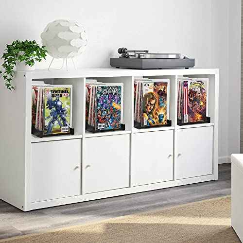Patented Comic Book Storage Holder ? Wooden & Acrylic Display Box/Case for Collectors ? Organizer for Comics, Magazines & Books ? Holds 150 Issues, 14.5x8 in (Black)