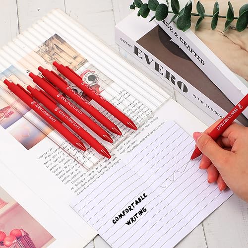 Cholemy 400 Pcs Red Ribbon Week Ballpoint Pens Live Drug Free Red Ribbon Awareness Pens Bulk Black Ink Retractable for Volunteer Fundraising Charity Event Party Favors Activity Supplies