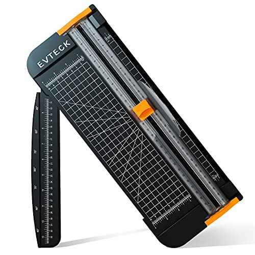 Evteck Paper Cutter 12 Inch Paper Trimmer Slider Crafting Scrapbooking Supplies for A4 Vinyl Photo Cardstock with Security Blade and Foldable Ruler