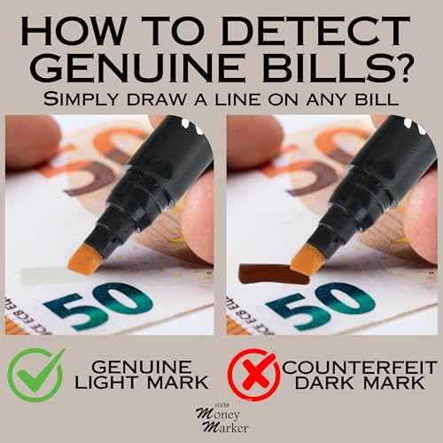 HVM Counterfeit Money Detector Pen (2 Counterfeit Pens) - Money Marker Bill Detector Pen with Upgraded Chisel Tip - Detect Fake Bills, Universal False Currency Checker Pack