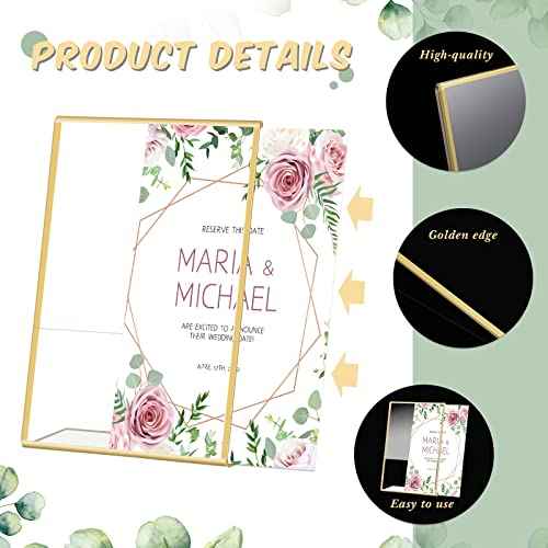 Yulejo 24 Pack 5 x 7 Inch Sign Gold Acrylic Holder Gold Picture Frames Bulk Clear Double Sided Table Number Menu Holders Desktop Vertical Stands for Wedding Office Restaurant Art Photo Flyer Display