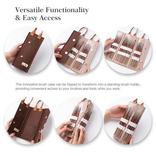 Golden Maple Fine Miniature Paint Brushes ? Professional Micro Detail Brush Set for Models, Tabletop Gaming & Fine Art ? Portable Travel Case, Acrylic/Watercolor/Oil