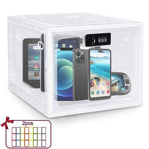 Lalifebuss Combination Lock Boxes for Personal Items, Lockable Storage Box for Office Locker/School/Medicine/Snacks/Phone Jail/Electronic/Home (1 Pack/White)