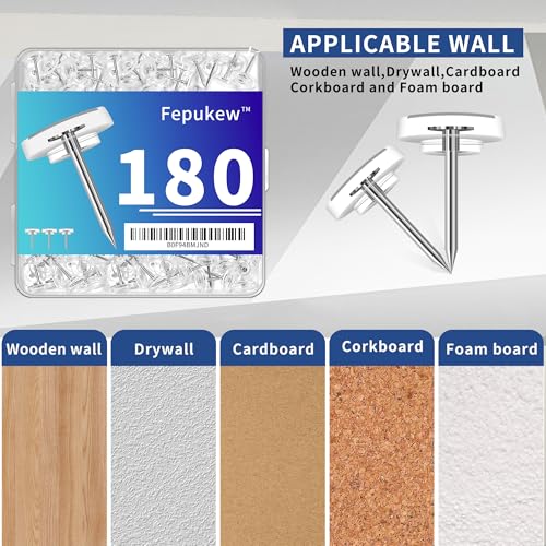 180-Pack Clear Thumb Tacks - Heavy Duty Push Pins for Bulletin Boards & Wall Decor