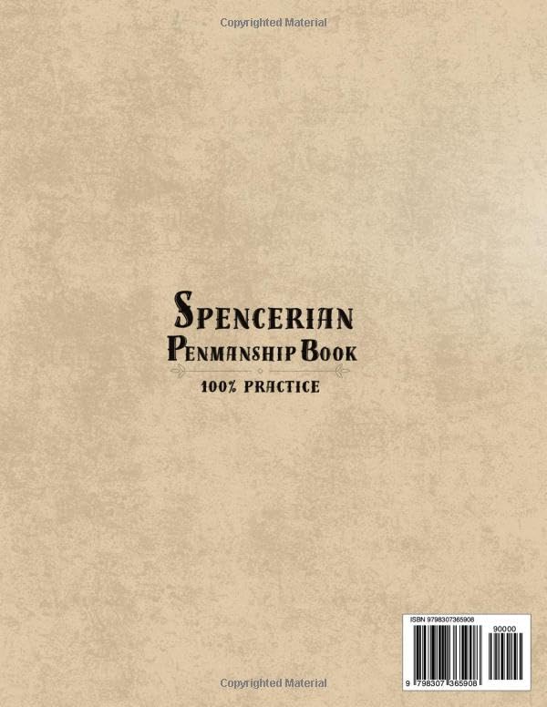 Spencerian Penmanship Book - 100% Practice Workbook for Cursive Writing Improvement | Calligraphy Exercises for Adults