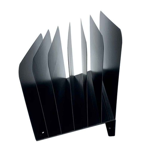 Huron Desktop File Binder Organizer Storage, Inclined Slant 6 Slot, Black Commercial Grade Steel