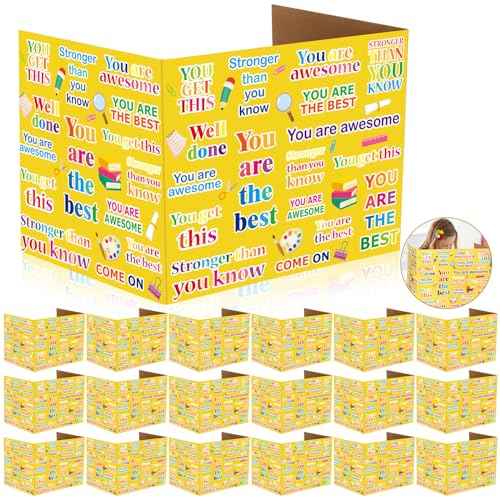 24 Pcs Inspirational Desk Divider Bulk for Student Thick Cardboard School Privacy Folder Classroom Desk Testing Divider Foldable Durable Colored Partition Board for Teacher Reduces Distraction