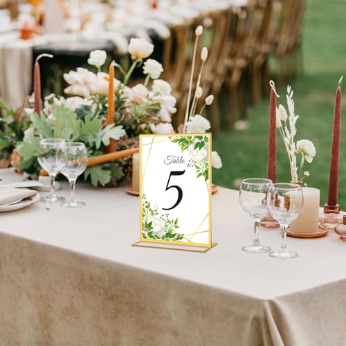 20 Pack Gold Acrylic Sign Holders 4x6 Inch Vertical, Wedding & Tabletop Frames