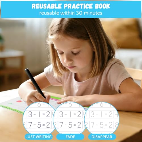 Rohelm Reusable Handwriting Practice Books for Kids 3-8 – Letter, Number & Math Tracing