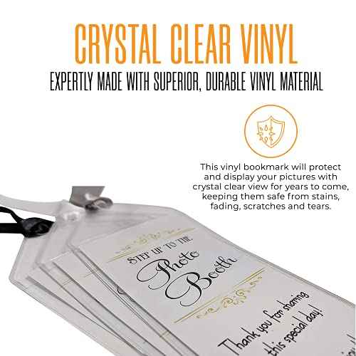 Photo Booth Nook | 2x6 Clear Bookmark Sleeves (200 Count) | Plastic Bookmark Sleeves for Photo Booth Strips with Silver Inserts | Bulk