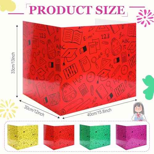 Crtiin 24 Pcs Desk Dividers for Students Privacy Folders Standard School Cardboard Board Desk Dividers for Classroom Teacher Supplies School Testing Student Reduces Distractions(Vibrant Color)