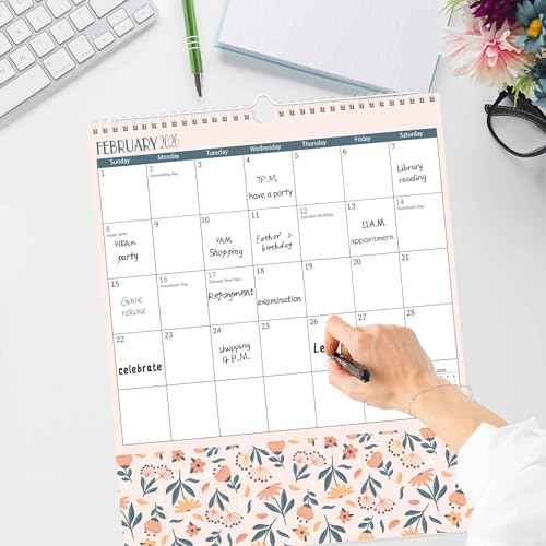 GuassLee Pocket Wall Calendar 2026, Monthly Wall Calendar with Pockets From Jan. 2026 to Dec. 2026, 12-Month Aesthetic Hanging Wall Planner for Office School Home Organizing, 11.5" x 14"