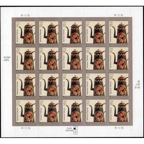 American Toleware 5-Cent (Sheet of 20) Denominated Mail-use Additional Postage Stamps