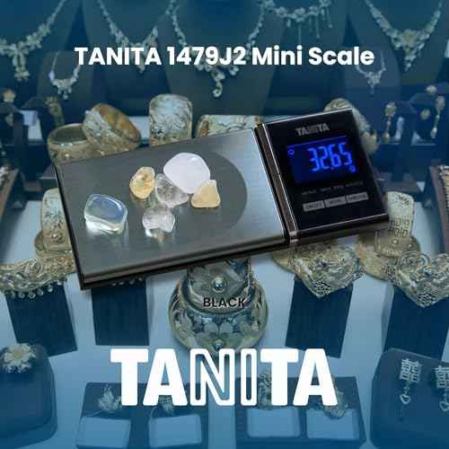 Tanita 1479J2 Mini Scale - Japan Technology Accurate Digital Pocket Scale for Jewelry - 200G Capacity - Blue Backlit Display - 6 Different Modes of Measurement: Gram, Oz, Carat, Troy Oz, DWT, Grain