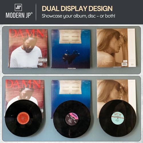 Modern JP Clear Vinyl Wall Mount 8-Pack for Albums & Records - Easy Install