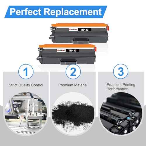 TN433 TN-433 Toner Cartridge Replacement for Brother TN 433 TN-431 for Brother HL-L8260CDW HL-L8360CDW MFC-L8610CDW MFC-L8900CDW HL-L9310CDW Printer (TN433BK 2-Pack)