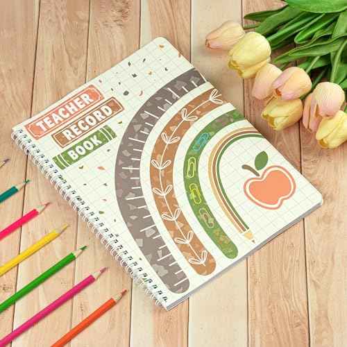 120 Pages Teacher record book 11 x 8.27inch Teacher grade book Spiral bound Lesson planner Attendance book for School Classroom Office Supplies,Double Sided Printing