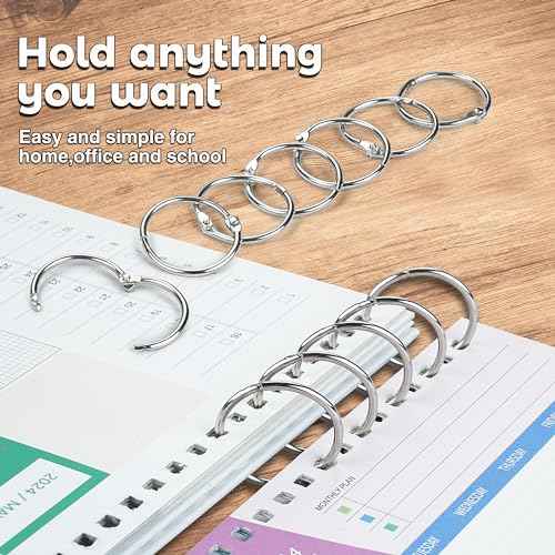 102 Pack 1 Inch Book Rings, Silver Metal Rings for Index Cards, Paper, School Office