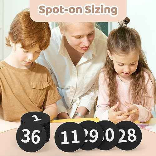 36 Pack Black Carpet Floor Circle Sit Markers with Numbers 1-36, Classroom Spot Markers for Teachers, Students, Kids - 4 Inch Floor Dots for Home, Elementary, Preschool