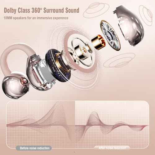 AI Translation Earbuds Real Time, 164 Language Translator Earbuds, 3-in-1 Wireless Clip on Earbuds, Bluetooth 5.4 Headphones, Translating Device for Travel Business Learning (Pink)