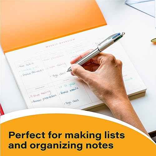 BIC 4 Color Shine Retractable Ballpoint Pen with Long-Lasting Ink and 1.0 mm Medium Point, 3-Count in Assorted Ink