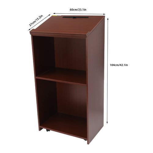 Standing Podium, Portable Computer Desk Mobile Laptop Table Podium Stand Hostess Stand Reception Desk with Adjustable Shelf Laptop Computer Book Holder w/Slanted Top for Home, Classroom