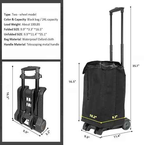 100LBS Foldable cart with Wheels,Folding Utility cart,Portable Dolly,Folding Hand Truck,Moving Dolly,Collapsible Luggage cart,Trolly cart with Wheels,Shopping Trolley with Separable Bag