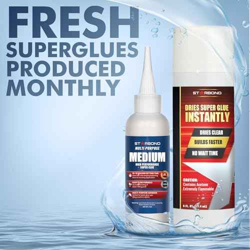 Starbond 4 oz Medium CA Glue with 6 oz Activator Bundle, Premium Cyanoacrylate Super Glue, for Quick Repair, Woodworking, Woodturning, Hobby Models