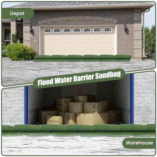 Flood Water Barrier Sand Bags - 8 Pcs Thickened Long Canvas Flood Protection Sandbags with Insert Buckle Reusable Quick Flood Barrier for Home Door Window Basement Garage Floor Flood Control (8)