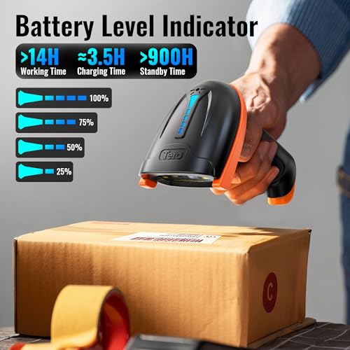 Tera Wireless 1D Laser Barcode Scanner - Orange / 2.4GHz & USB Wired, Handheld