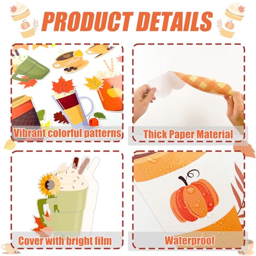 Thanksgiving Latte Bulletin Board Set Fall Coffee Cup Bulletin Board Classroom Decoration Autumn Maple Leaves Cutouts Home Window Wall Party Decor for Teacher(We Have A Latte To Be Thankful For)