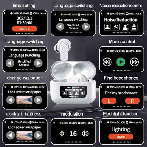 AI Language Translator Earbuds Real Time,144 Languages Online and Offline Translation Earbuds, No Subscription Required, Smart Touch Screen Housing, Fit for iOS and Android (White)