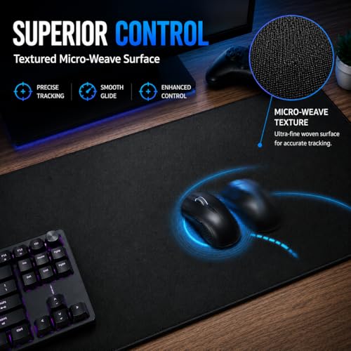 KTRIO Black Stealth XL Gaming Mouse Pad Desk Mat 31.5" x 11.8" Extended