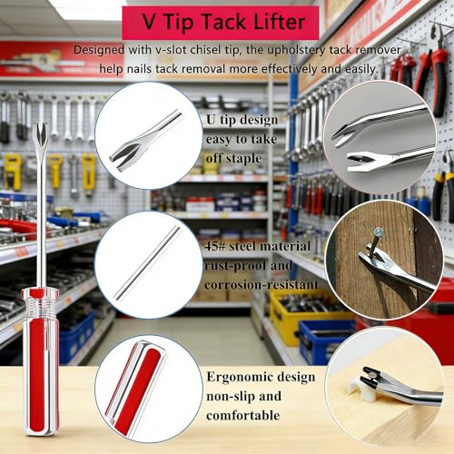 OFCOX 5-Piece Upholstery Staple Remover Tool Set—Heavy-Duty Nail Pullers with Leather Zipper Bag