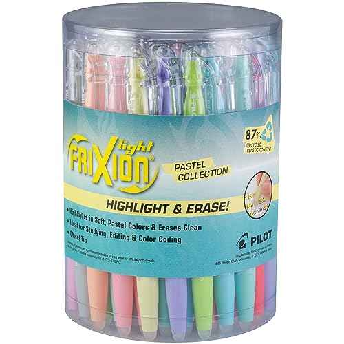 PILOT FriXion Light Pastel Erasable Highlighters, Chisel Tip, Pack of 36, Assorted Aesthetic Highlighters - Ideal for School, Journaling, and Office Use
