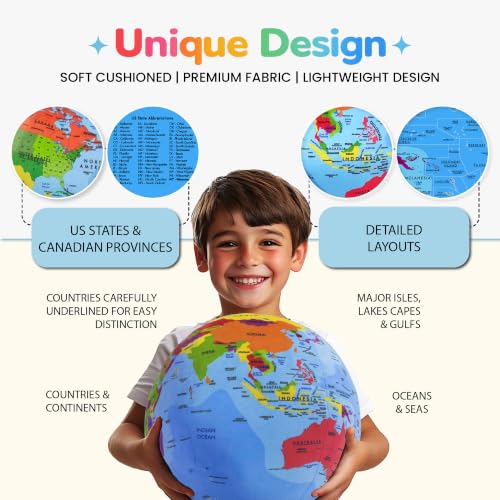 12-Inch Kids Soft World Globe for Learning & Geography Play
