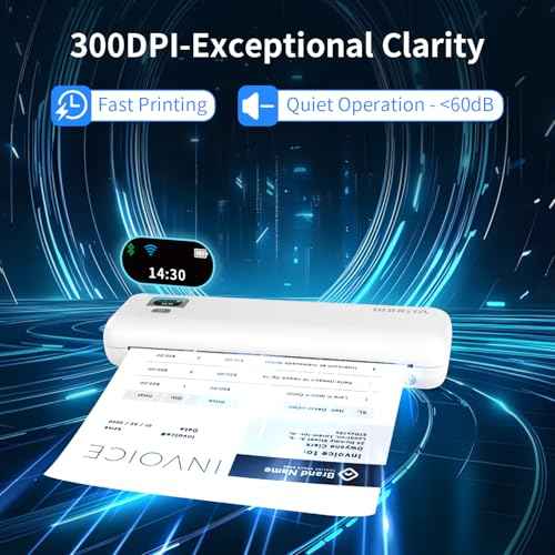 Rongta Portable Printers Wireless for Travel, 300DPI WiFi & Bluetooth Mobile Thermal Inkless Printer for School/Office/Home Use, Compatible with Android,iOS & Laptop (White)