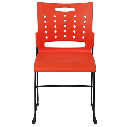 Flash Furniture HERCULES Series 881 lb. Capacity Orange Sled Base Stack Chair with Air-Vent Back