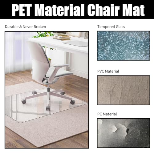 2 Pack Office Chair Mat for Carpet 47" x 29", Chair Floor Mat 1/7" Thick 10 Pounds Heavy Duty, Hard Desk Chair Mat for Carpeted Floors (47 * 29 inches-2PCS)